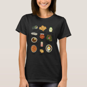 Camiseta Comida popular coreana Kimchi Bibimbap Comida Love