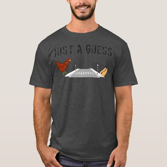 Camiseta Comida: Por que o frango atravessou a estrada, cac (Frente)