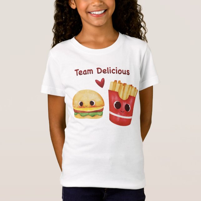 Camiseta Comida Rápida Bonita - Comida de Lixo Kawaii Enfre (Frente)