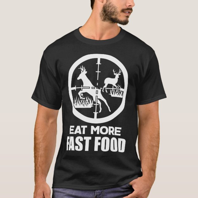 Camiseta Comida Rápida de Perseguição Florestal Engraçado (Frente)
