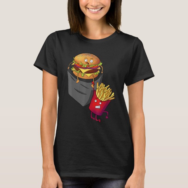 Camiseta Comida Rápida Em Pocket Fries Burger Pommes Frits  (Frente)