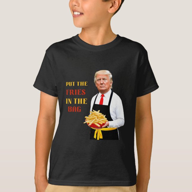 Camiseta Comida Rápida Engraçada Colocou As Fritas No Saco  (Frente)