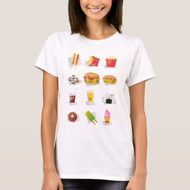 Camiseta comida rápida kawaii (Frente)