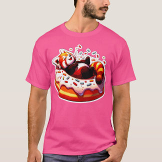 Camiseta Comida Rápida Kawaii Red Panda Refrescando Na Rosq