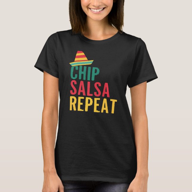 Camiseta Comida repetida do Chips Salsa (Frente)