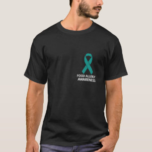Camiseta Comida Teal de Fita Alergia Suporte Mês de Sensibi
