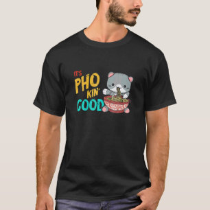 Camiseta Comida Trocadilho Gato Bom Comida Vietnamita Pho T