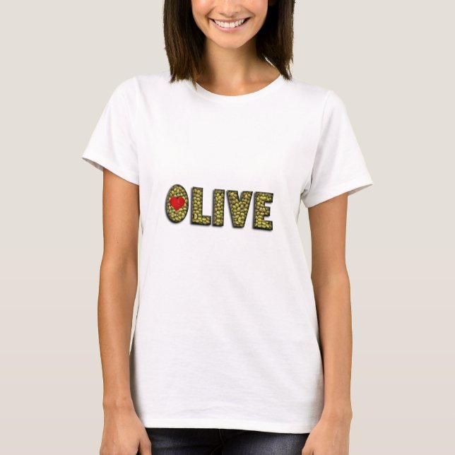 Camiseta Comida verde-oliva engraçada da tipografia das (Frente)