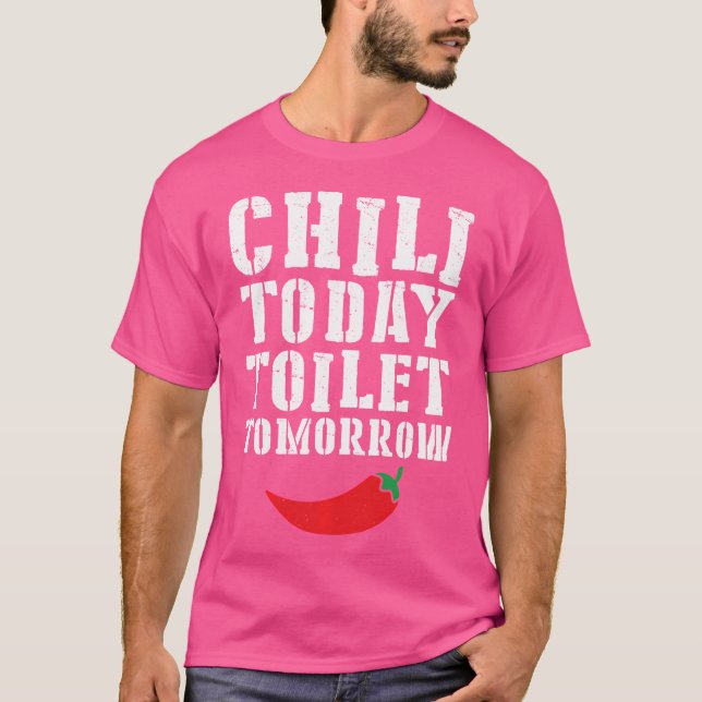 Camiseta Comida Vermelha-Pepper Engraçado Chili Hoje Toilet (Frente)