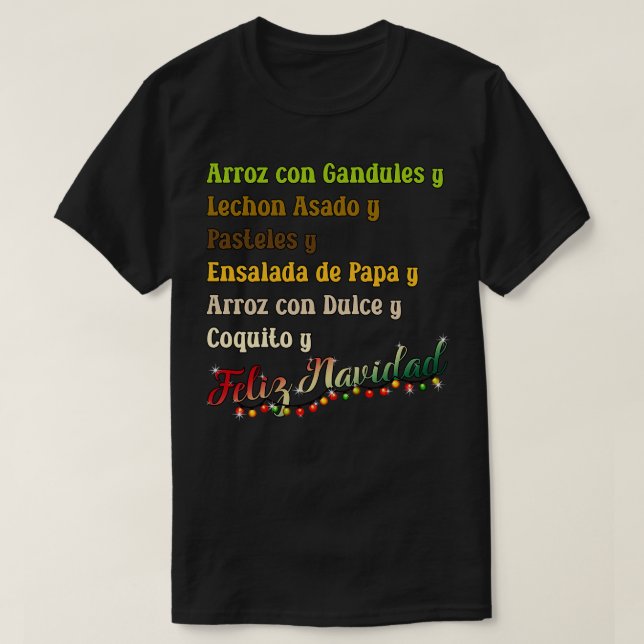 Camiseta Comidas favoritas do Feliz Navidad (Frente do Design)