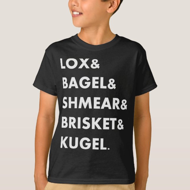 Camiseta Comidas Judias Lox & Bagel & Shmear & Brisket Engr (Frente)