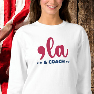 Camiseta Comma la & Coach-Kamala Harris Tim Walz Mulheres