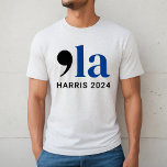 Camiseta Comma La Kamala Harris Blue and Black Men<br><div class="desc">Vírgula-La Kamala Harris 2024,  T-Shirt Presidencial Norte-Americana. Design de tipografia simples e na moda em azul preto e real numa camiseta branca.</div>