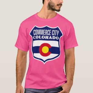 Camiseta Commerce City Colorado Retro Flag Shield Blue