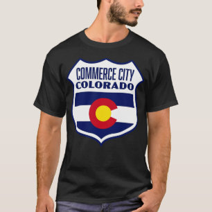 Camiseta Commerce City Colorado Retro Flag Shield White