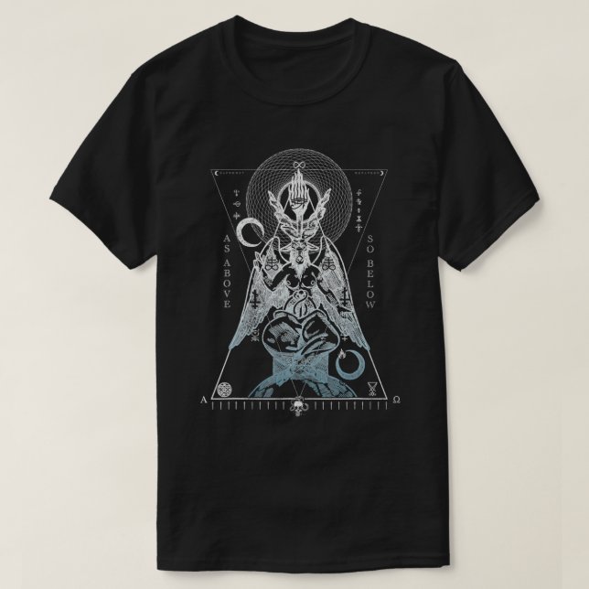 Camiseta Como Acima Assim Abaixo Baphomet Desenho Satânico  (Frente do Design)