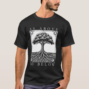 Camiseta Como acima tão abaixo da árvore da vida Sol Lua Mí