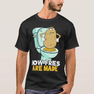 Camiseta Como as Batatas Fritas São Feitas Comida Vegetaria