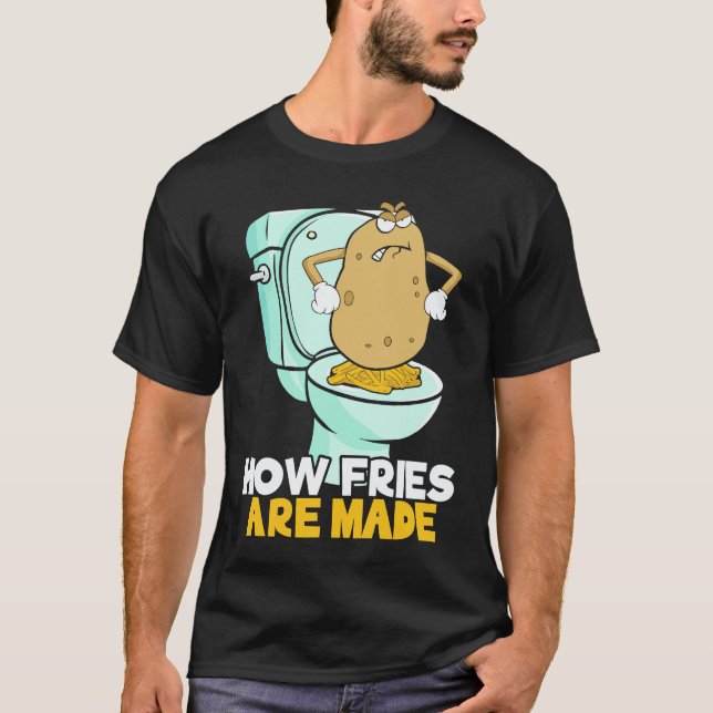 Camiseta Como as Batatas Fritas São Feitas Comida Vegetaria (Frente)