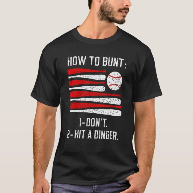 Camiseta Como Bater Não Atingir Um Softball De Beisebol Ded (Frente)