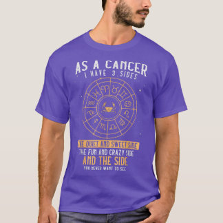 Camiseta Como Cancer Tenho 3 Lados Sinal Zodiodíaco Sinal D