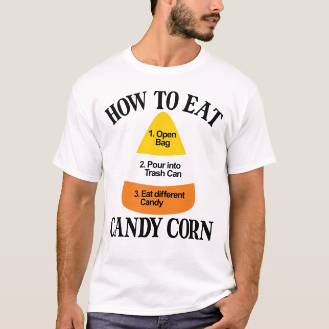 Camiseta Como Comer Maçã Doce No Halloween Chorando Milho D (Frente)