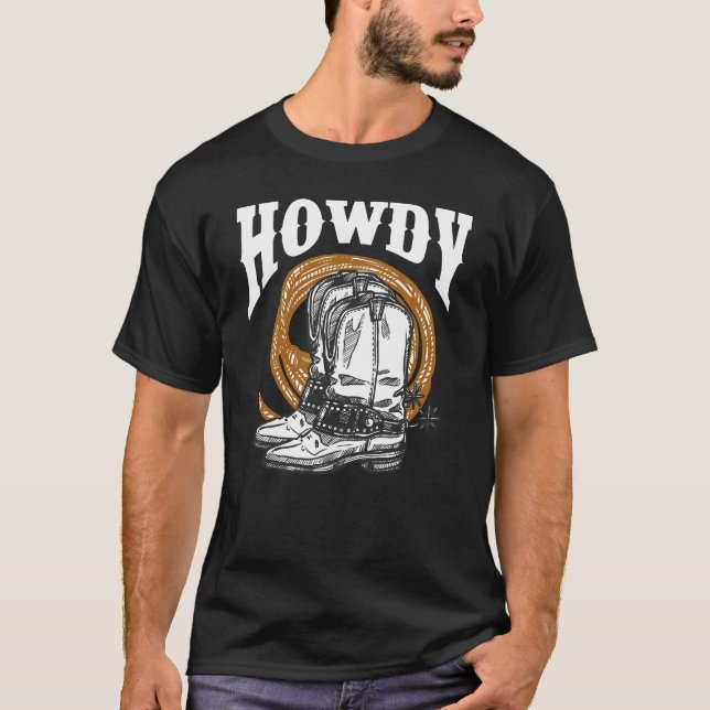 Camiseta Como Cowboy Wild West Lasso bota Rodeo (Frente)