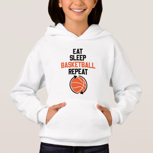 Camiseta como dormir bola de basquete repetir Hoodie (Frente)