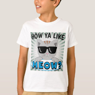Camiseta Como É O MEOW? Óculos escuros Impressão azul