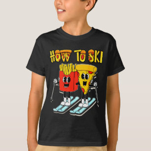 Camiseta Como esquiar pizza engraçada batatas fritas esquia