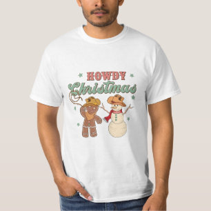 Camiseta Como está Natal Cowboy Boneco de Neve Ocidental Di