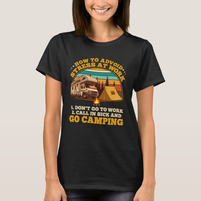 Camiseta Como Evitar Estresse No Trabalho Acampar Ventilado (Frente)