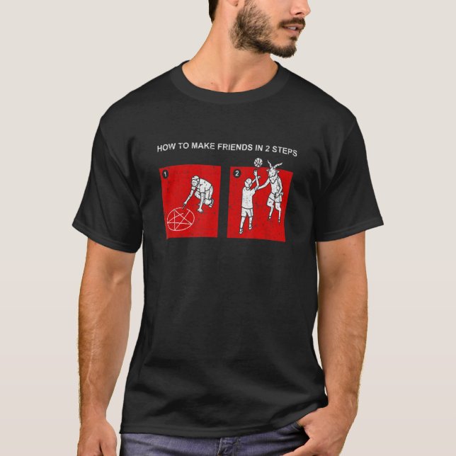 Camiseta Como Fazer Amigos Em 2 Etapas Satã Gótico Emo (Frente)