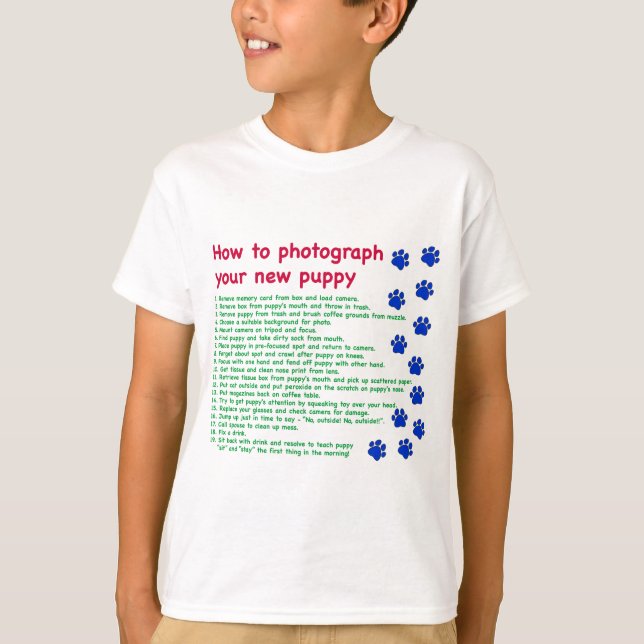 Camiseta Como fotografar seu novo cachorrinho (Frente)