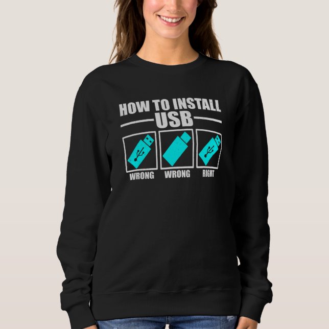 Camiseta Como Instalar Usb  Piadas de Suporte Técnico (Frente)