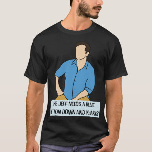 Camiseta Como Jeff precisa de um botão azul para baixo e Kh