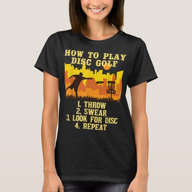 Camiseta Como jogar golfe de disco jogador de golfe voando  (Frente)