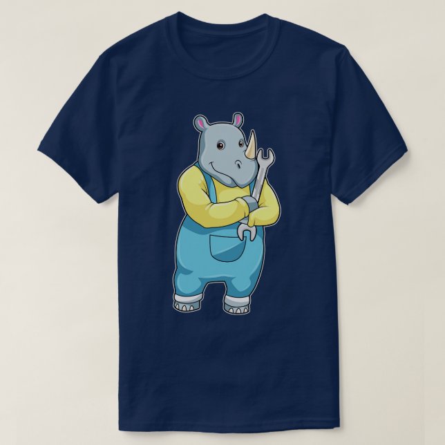 Camiseta como mecânico com chave inglesa (Frente do Design)