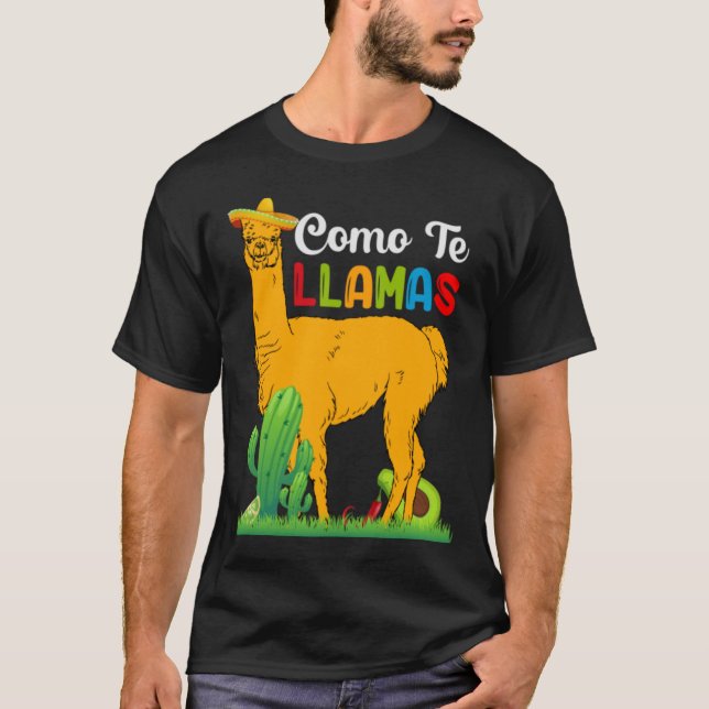 Camiseta Como os lhamas, Cinco de Mayo, Fiesta de cinco de (Frente)