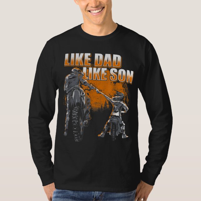 Camiseta Como Pai Como Filho - Motocross & Dirt Bike (Frente)