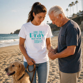 Camiseta Como Posso Orar Por Você Hoje Teal Azul Retro