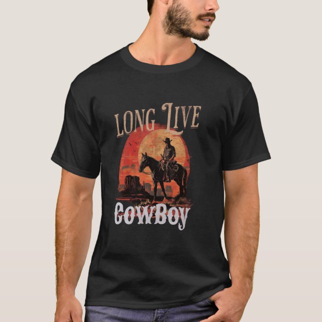 Camiseta Como Rodeio Ocidental País do Sul Caubóis longo  (Frente)