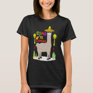 Camiseta Como Tte Lhamas Chapéu Mexicano Feliz Cinco De May