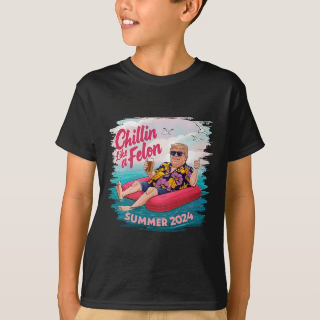 Camiseta Como Um Felon Trump Summer 2024 Beach (Frente)