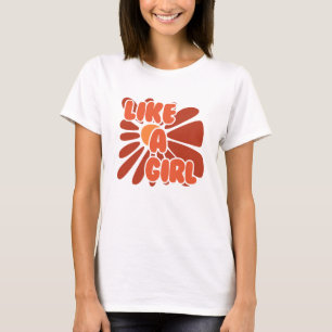 Camiseta Como uma garota - Floral Retro - Camisa-T