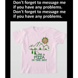 Camiseta como uma pizza no céu