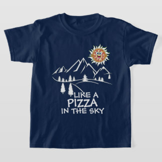 Camiseta como uma pizza no céu