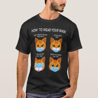 Camiseta Como Usar uma Máscara Cara de Gato Laranja Engraça