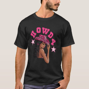 Camiseta Como vai Cowgirl Negra Ocidental de Cabelo Locrado