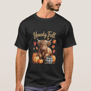 Camiseta Como vai Outono Bela Vaca com Abóboras e Folhas De
